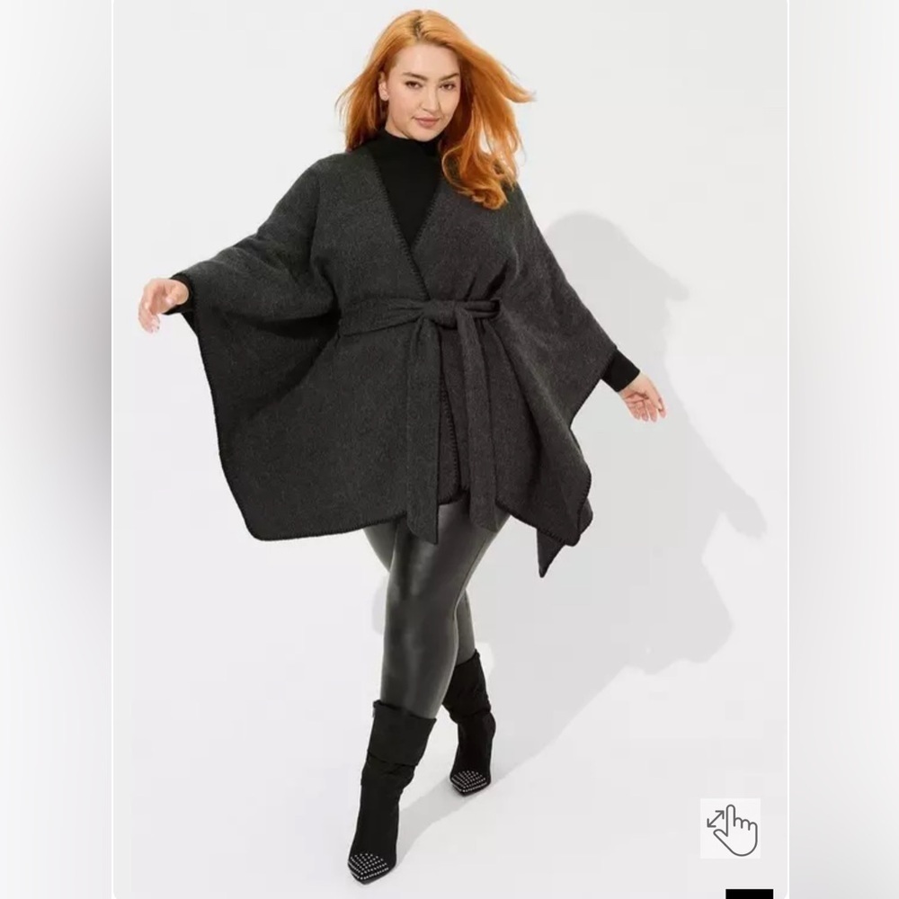 New Without Tags Torrid Dark Gray Open Tie Front Cape Women Size One Size